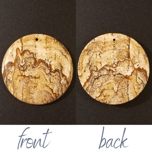 Large Picture Jasper * 48.23 x 5.73mm * Drilled Cabochon * Round Pendant Stone - Picture 3 of 12